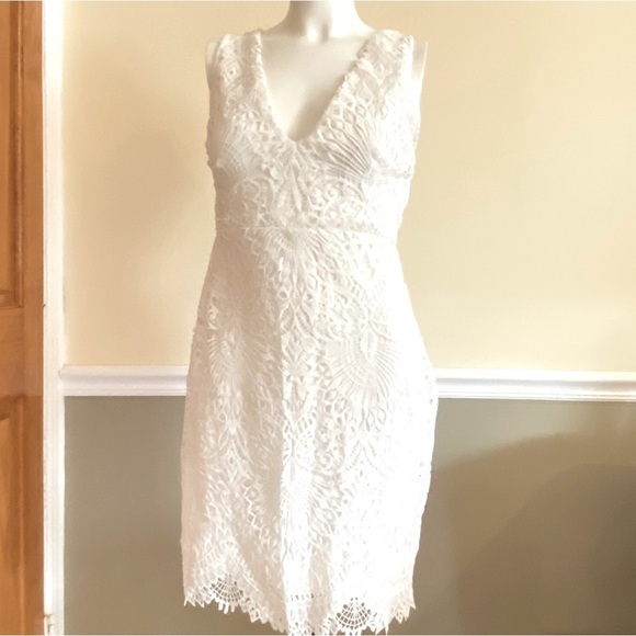 Lulus Dresses & Skirts - Lulus V-Neck Lace Lined Sleeveless Midi Dress